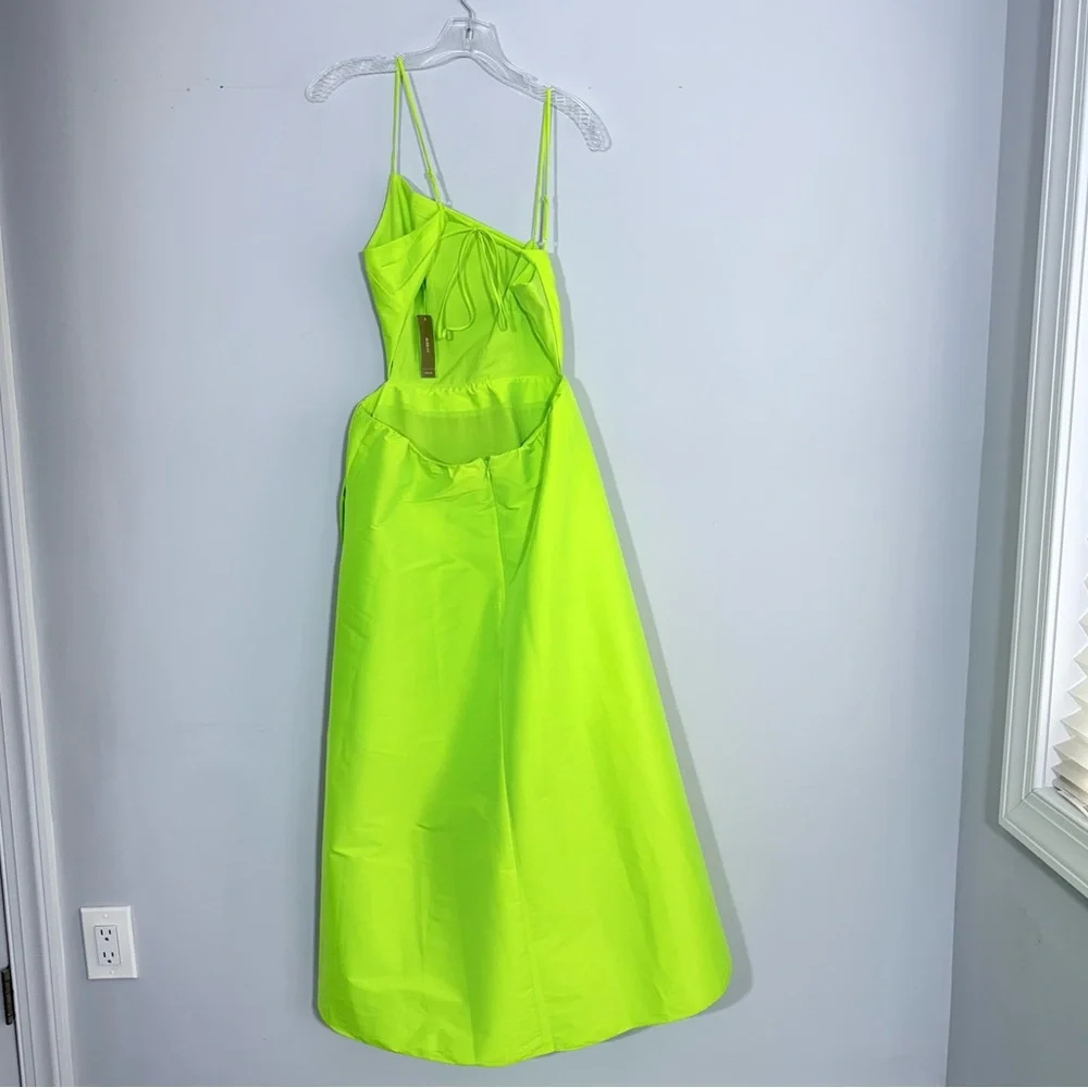 NWT J Crew Collection Limited Edition Taffeta Side Cutout Midi Dress Citrus 8 - Picture 7 of 16
